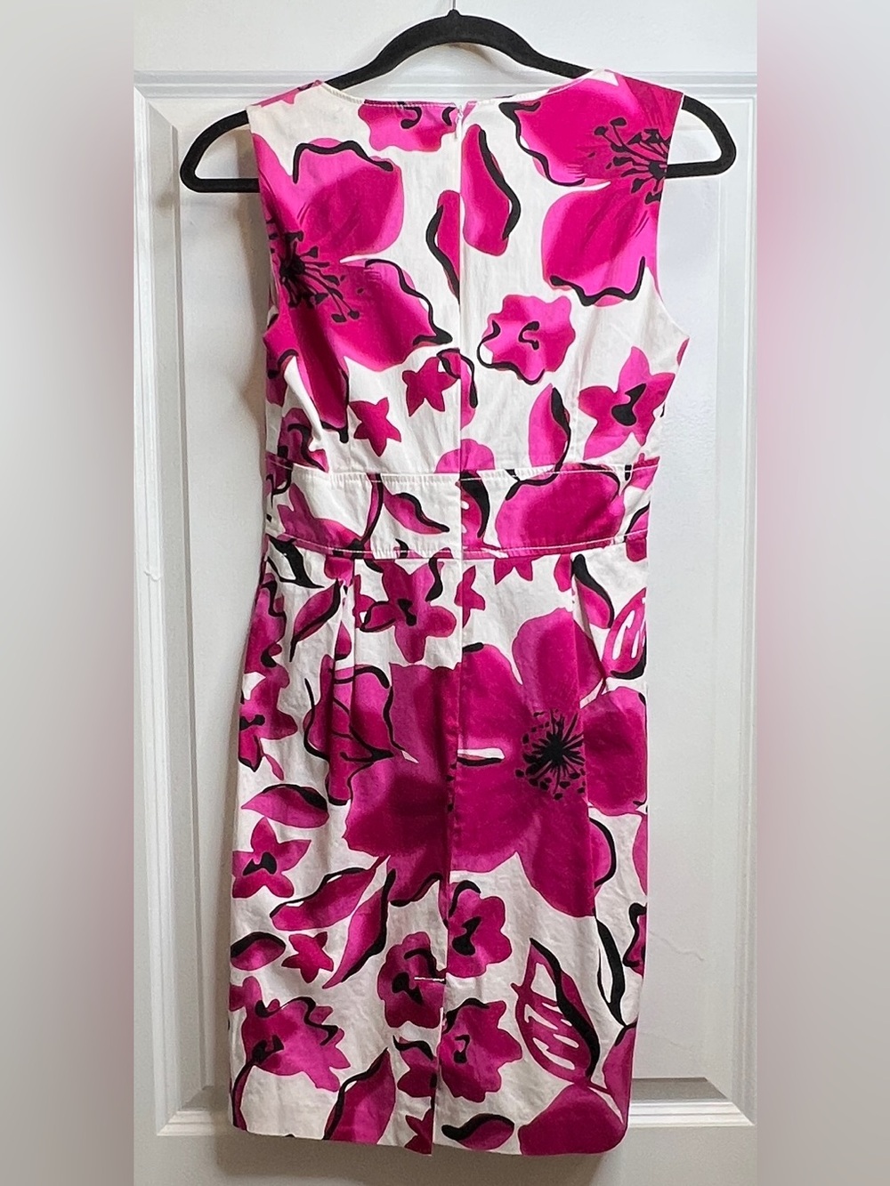 Willow Glenn Floral Square Neck Bow Sheath Dress Pink White 6P Cotton - Picture 2 of 4